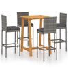 vidaXL 5 Piece Garden Bar Set with Cushions Poly Rattan Grey