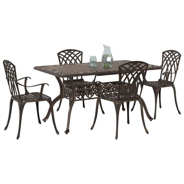 vidaXL Garden Dining Set 5 pcs Bronze Aluminium