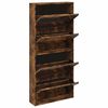 vidaXL Shoe Cabinet with Mirror 4-Layer Smoked Oak 63x17x134 cm