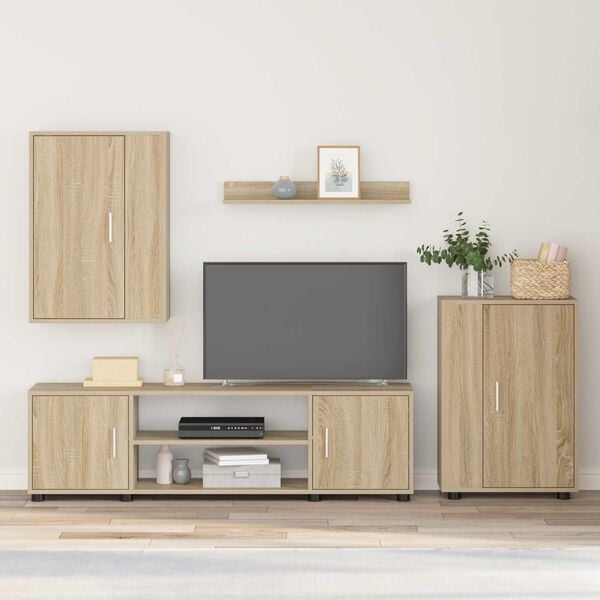 vidaXL TV Cabinet Set Wall-mounted 4 pcs Sonoma Oak Engineered wood