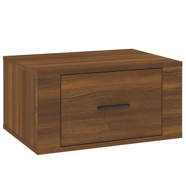 vidaXL Wall-mounted Bedside Cabinet Brown Oak 50x36x25 cm
