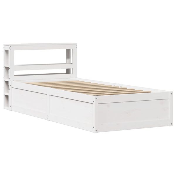 vidaXL Bed Frame with Headboard White 75x190 cm Small Single Solid Wood Pine