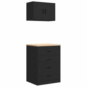 vidaXL Garage Cabinets 2 pcs Black Engineered Wood
