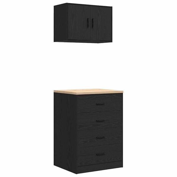 vidaXL Garage Cabinets 2 pcs Black Engineered Wood