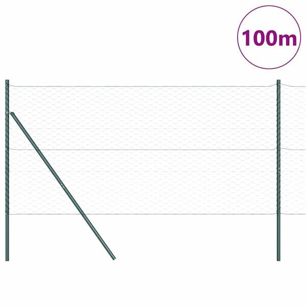 vidaXL Fence Post Green 100 x 1.4 m (50 mm mesh) Steel and PVC
