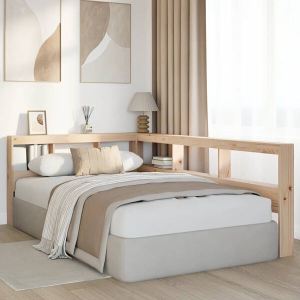 vidaXL Bookcase Headboard L-Shaped 120 cm Solid Wood Pine