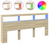 vidaXL Headboard Cabinet with LED Sonoma Oak 220x17x102 cm