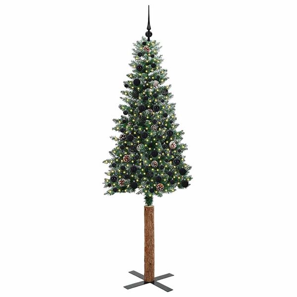 vidaXL Slim Christmas Tree with 300 LEDs Green and White 210 cm
