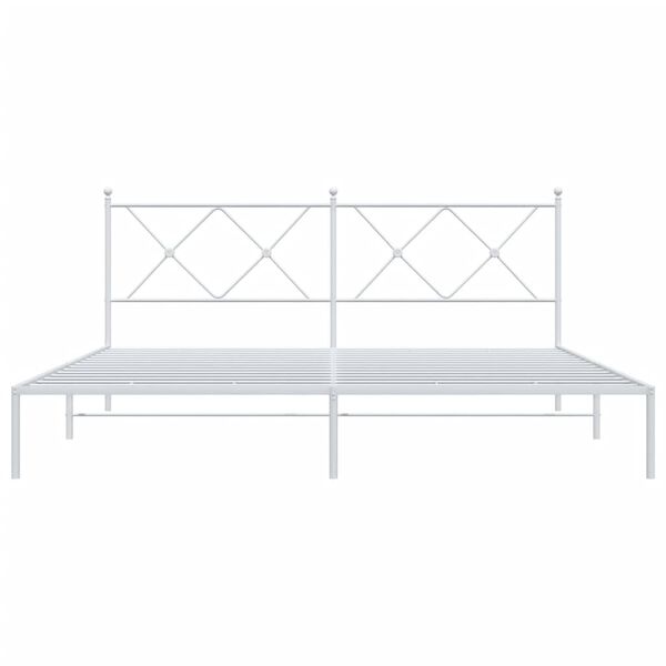 vidaXL Metal Bed Frame without Mattress with Headboard White 183x213cm