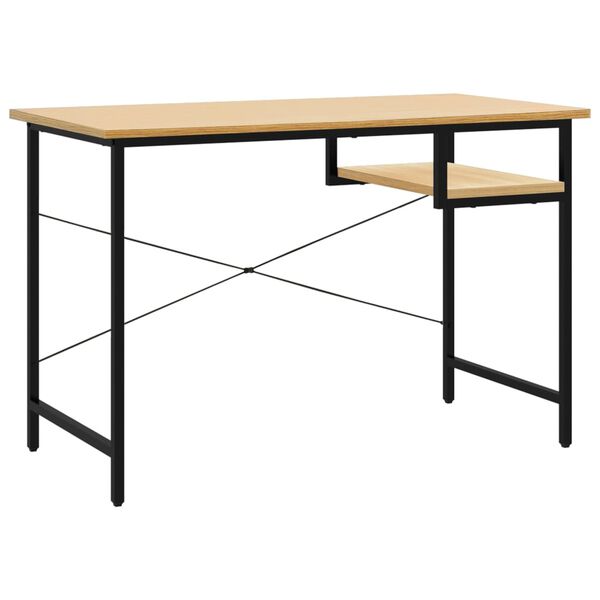 vidaXL Computer Desk Black and Light Oak 105x55x72 cm MDF and Metal