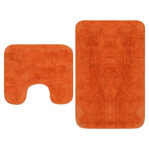 vidaXL Bath Mat Set | Orange | Cotton | 63 x 93 cm, 44 x 52 cm | Bath Mat Set