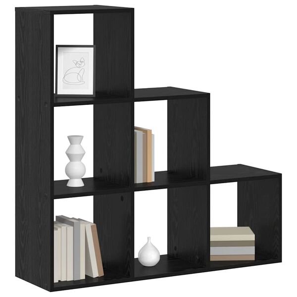 vidaXL Room Divider Bookcase Black Oak 99 x 29 x 99 cm Engineered Wood
