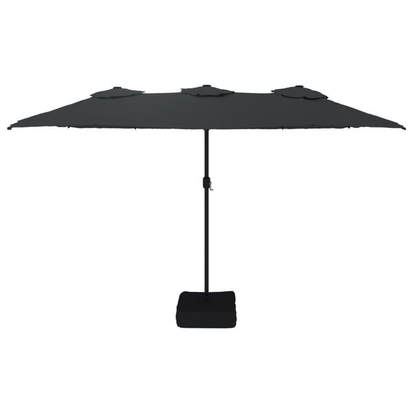 vidaXL Double-Head Garden Parasol with LEDs Black 449x265 cm