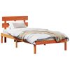 vidaXL Bed Frame with Headboard Brown 90 x 190 cm Solid Pine wood