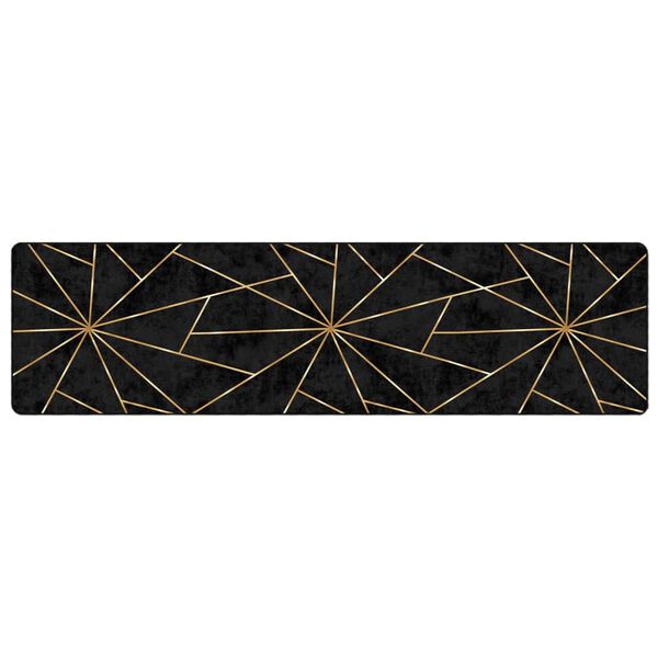 vidaXL Rug Washable Black and Gold 80x300 cm