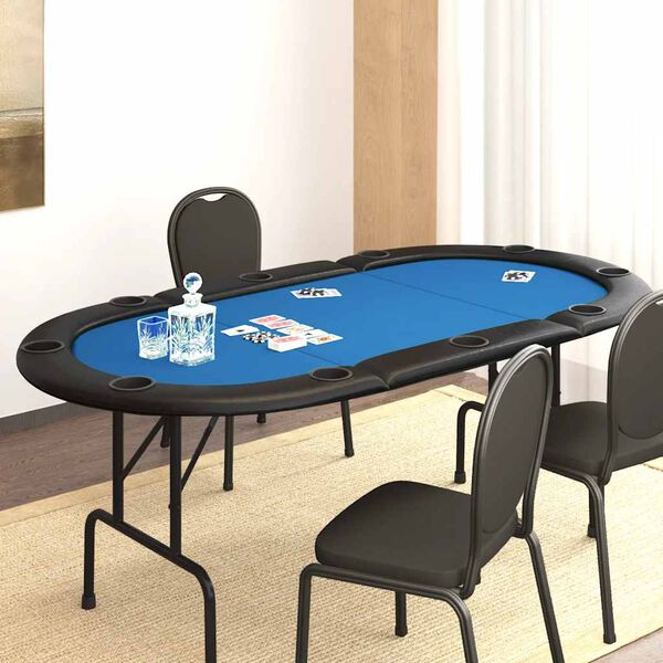 vidaXL 10-Player Folding Poker Table Blue 207x106x76 cm