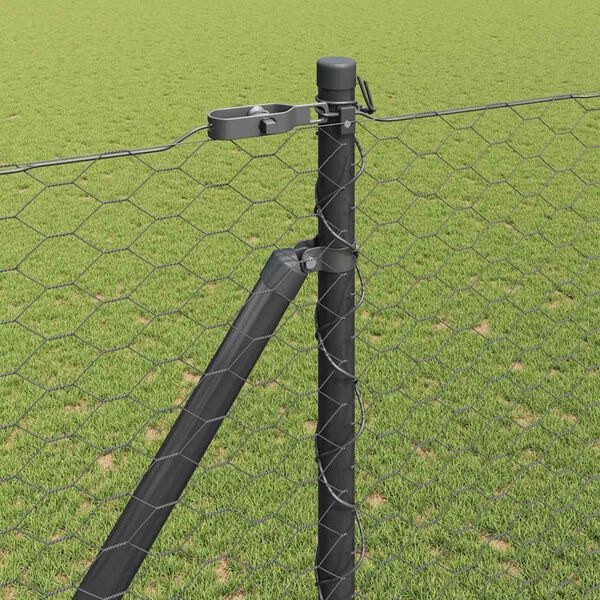 vidaXL Fence Post Grey 25 x 1.6 m (36 mm mesh) Steel and PVC