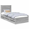 vidaXL Bed Frame with Drawer Grey Sonoma 100 x 200 cm Engineer Wood