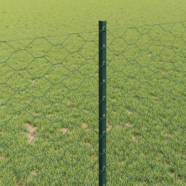 vidaXL Fence with Post Green 1 x 100 m Steel and PVC