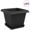 vidaXL Plant Pots 24 pcs Black 33 x 33 x 26 cm Plastic