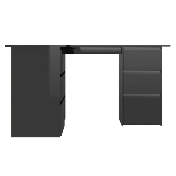 vidaXL Corner Desk High Gloss Black 145x100x76 cm Engineered Wood