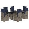vidaXL 7 Piece Garden Dining Set with Cushions Grey Poly Rattan