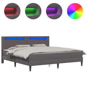 vidaXL Bed Frame with LED Strip Lights Grey 180 x 200 cm Faux Leather