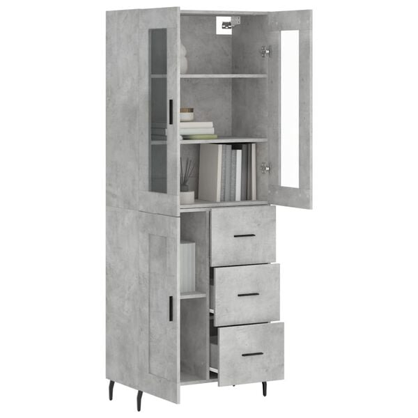 vidaXL Highboard Concrete Grey 69.5x34x180 cm Engineered Wood