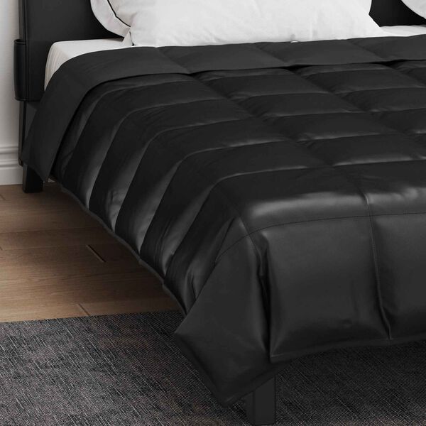 vidaXL Summer Duvet Black 200 x 200 cm Satin and Microfiber