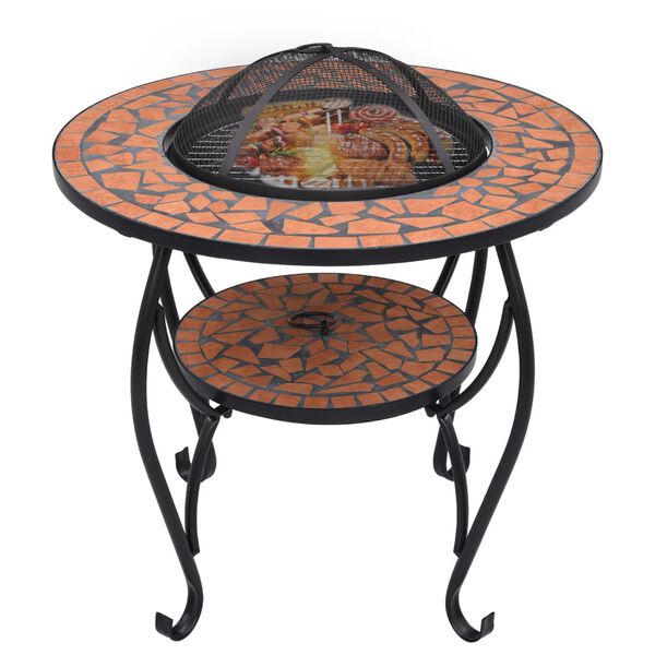 vidaXL Mosaic Fire Pit Table Terracotta 68 cm Ceramic
