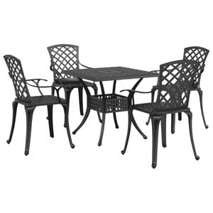 vidaXL 5 Piece Garden Dining Set Black Cast Aluminium