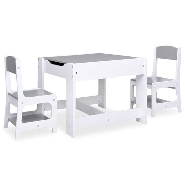 vidaXL Children's Table with 2 Chairs White MDF