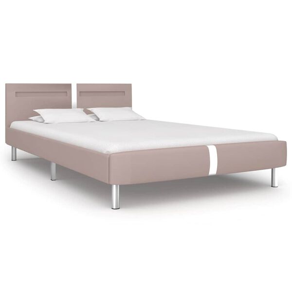 vidaXL Bed Frame with LED without Mattress Cappuccino 135x190 cm Double