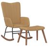vidaXL Rocking Chair with a Stool Brown Velvet