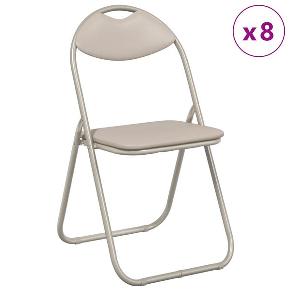 vidaXL Folding Chair 8 pcs Sand 48 x 43.5 x 81 cm Faux Leather