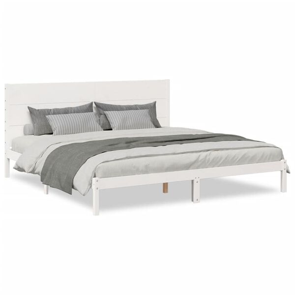 vidaXL Extra Long Bed Frame without Mattress White 200x210 cm Solid Wood