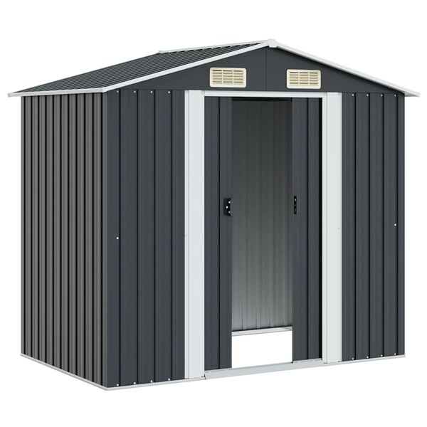 vidaXL Garden Storage Shed Anthracite Steel 204x132x186 cm