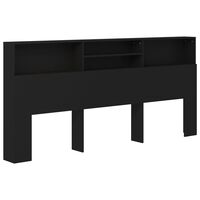 vidaXL Headboard Cabinet Black 220x19x103.5 cm