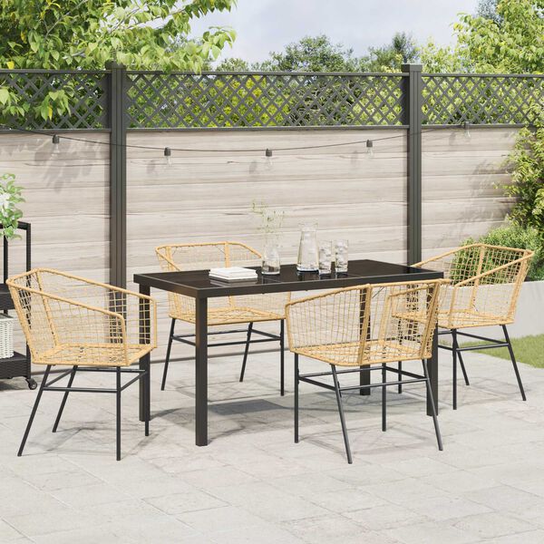 vidaXL Garden Dining Set 5 pcs Brown Poly Rattan