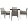 vidaXL Garden Dining Set 5 pcs Grey Poly Rattan