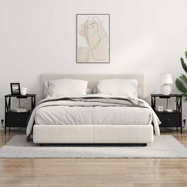 vidaXL Bedside Cabinet Black Oak 41.5 x 40.5 x 55 cm Engineered Wood