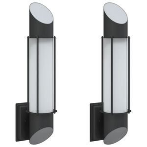 vidaXL Outdoor Wall Lights 2pcs Black Stainless Steel