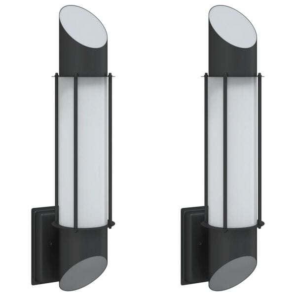 vidaXL Outdoor Wall Lights 2pcs Black Stainless Steel
