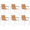 vidaXL Garden Chairs 6 pcs Solid Acacia Wood and Stainless Steel