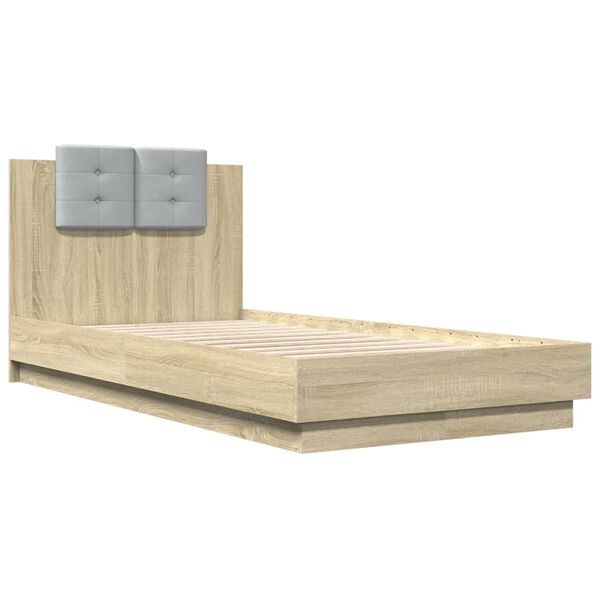 vidaXL Bed Frame with LED without Mattress Sonoma Oak 90x190 cm Single