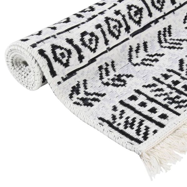 vidaXL Rug Black and White 80x300 cm Cotton