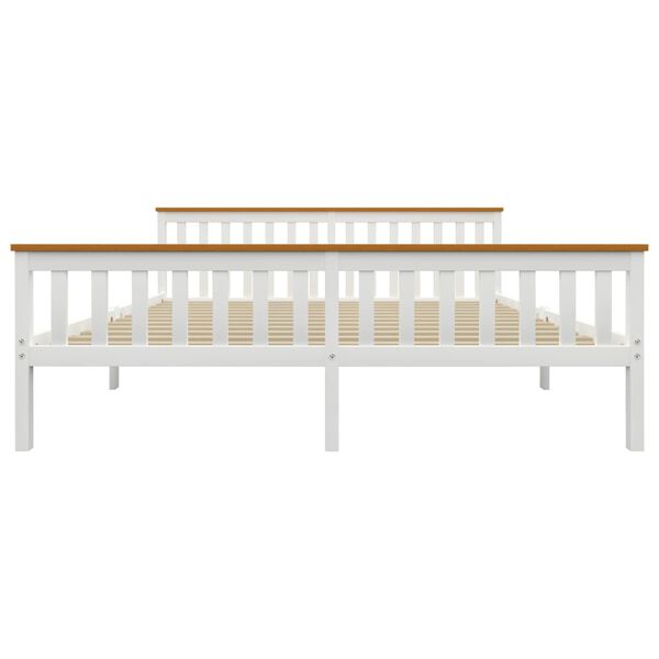 vidaXL Bed Frame without Mattress White Solid Pine Wood 180x200 cm Super King