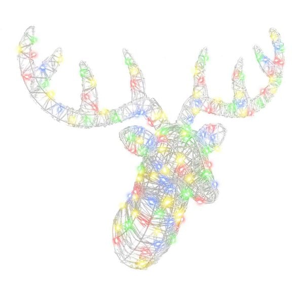 vidaXL Reindeer Head with 140 LEDs Colourful 60 cm Acrylic