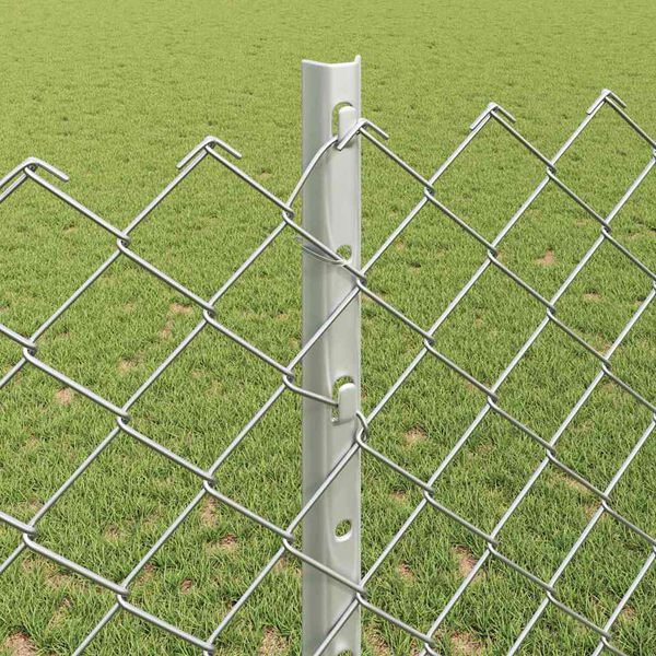 vidaXL Fence with Post Silver 1.2 x 10 m Steel