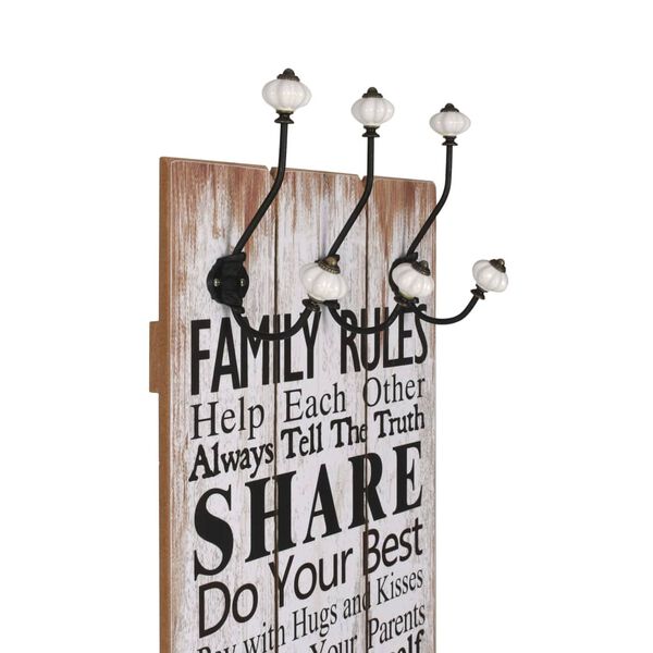 vidaXL Wall-mounted Coat Rack with 6 Hooks 120x40 cm FAMILY RULES